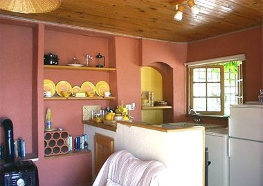 Kitchen area in gîte Cabine
